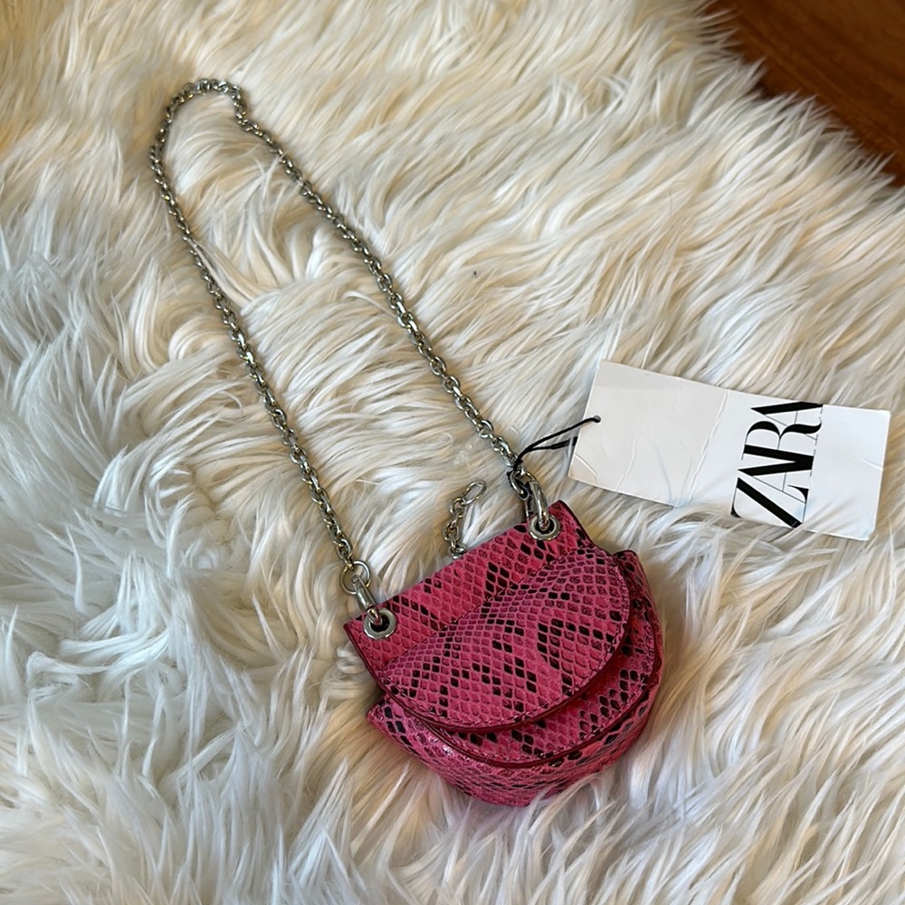 🎀🆕 Pink Zara Snakeskin python Mini Purse